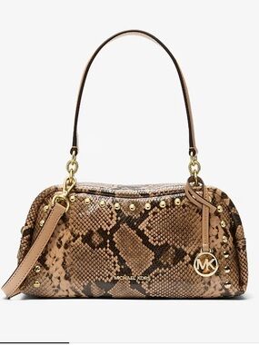 Michael Kors Cecily Small Studded Snake Embossed Shoulder Crossbody Bag